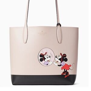 Kate Spade Pink and Black Disney Tote with Pouch